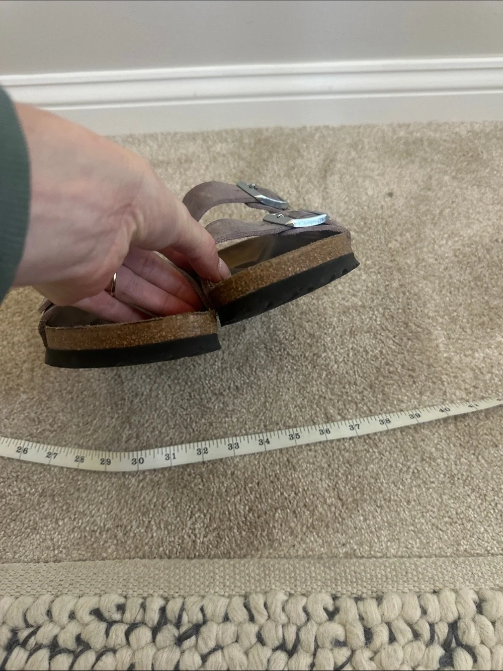 Birkenstock weathered- purple Arizona Sandals with silver Buckles